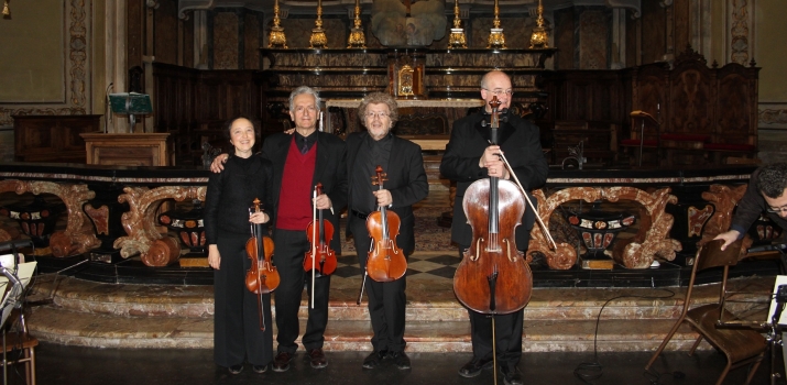 Il quartetto dello Ensemble Il Demetrio di Pavia. Da sinistra: Claudia Monti e Giambattista Pianezzola ai violini, Maurizio Schiavo alla viola e Daniele Bogni al violoncello